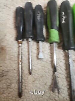 12pc Lot Snap On Screwdriver set Ratcheting Radiator Pick Carbon Scraper Pry Bar