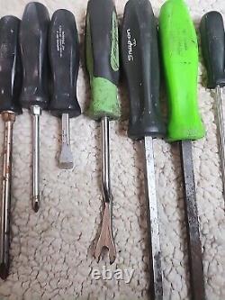 12pc Lot Snap On Screwdriver set Ratcheting Radiator Pick Carbon Scraper Pry Bar