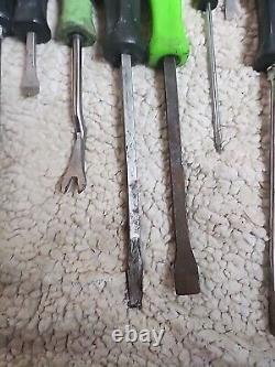 12pc Lot Snap On Screwdriver set Ratcheting Radiator Pick Carbon Scraper Pry Bar