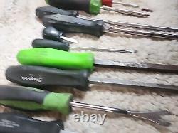 12pc Lot Snap On Screwdriver set Ratcheting Radiator Pick Carbon Scraper Pry Bar