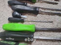 12pc Lot Snap On Screwdriver set Ratcheting Radiator Pick Carbon Scraper Pry Bar