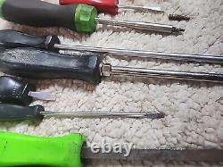 12pc Lot Snap On Screwdriver set Ratcheting Radiator Pick Carbon Scraper Pry Bar