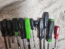 12pc Lot Snap On Screwdriver set Ratcheting Radiator Pick Carbon Scraper Pry Bar