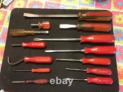 13 Pc Mac Tools Assortment Screwdriver, Pry Bar, Pick, Valve Core, 3/8 Driver +