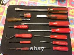 13 Pc Mac Tools Assortment Screwdriver, Pry Bar, Pick, Valve Core, 3/8 Driver +