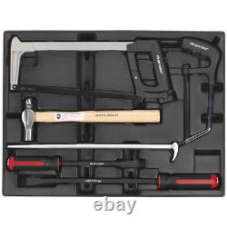 6 Pc PREMIUM Pry Bar Hammer & Hacksaw Set with Modular Tool Tray Tool Storage