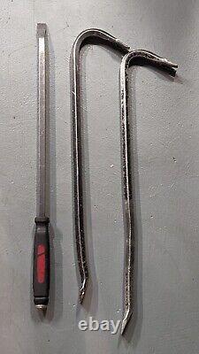 Lot of 3 Pry Bars Striking Demolition Chisel 24 Mayhew Curved Tip Tool Set Used
