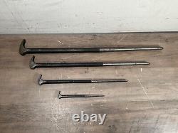 Snap-On 4 Piece USA Rolling Head Lady Foot Pry Bar Set 6, 12, 16, 20