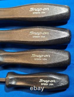 Snap-On 4 piece pry bar set SPB24A, SPB18A, SPB12A, SPB8A Hard black handles