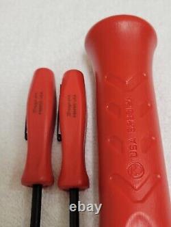 Snap-on 2pc RED 5 Length Straight & Bent Mini Pocket Prybar Set 12Striking Bar