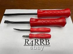 Snap-on Tools USA NEW 4pc RED Pocket Screwdriver / Bent Striking Prybar Lot Set